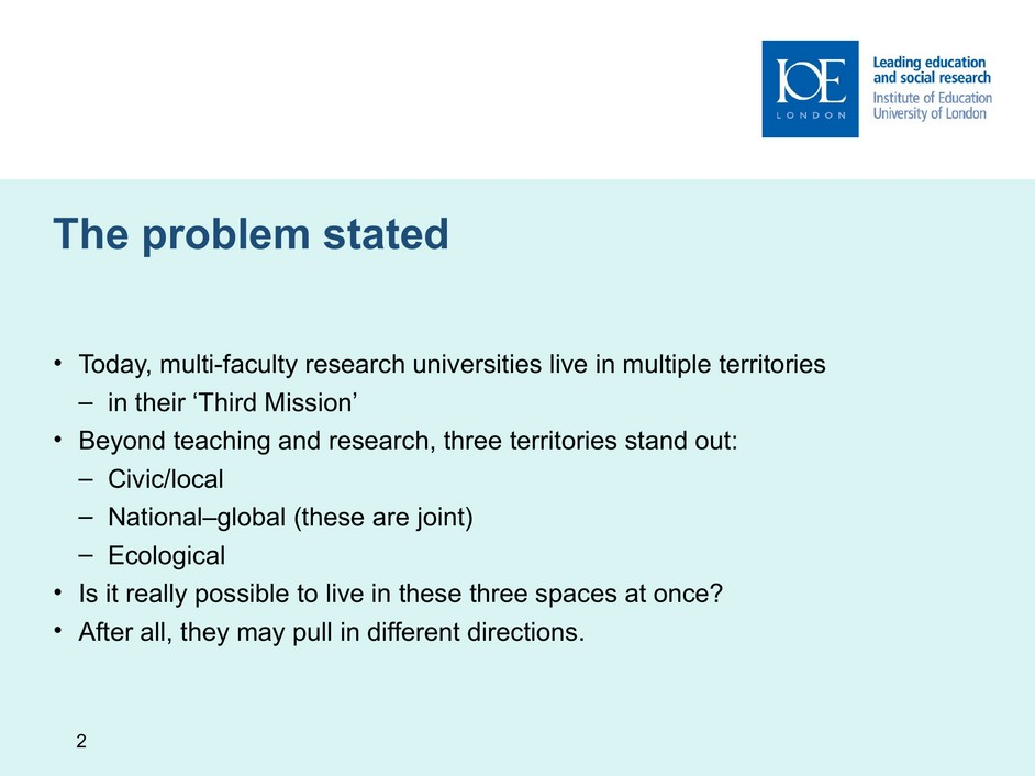 Slide 2, the problem stated, English original