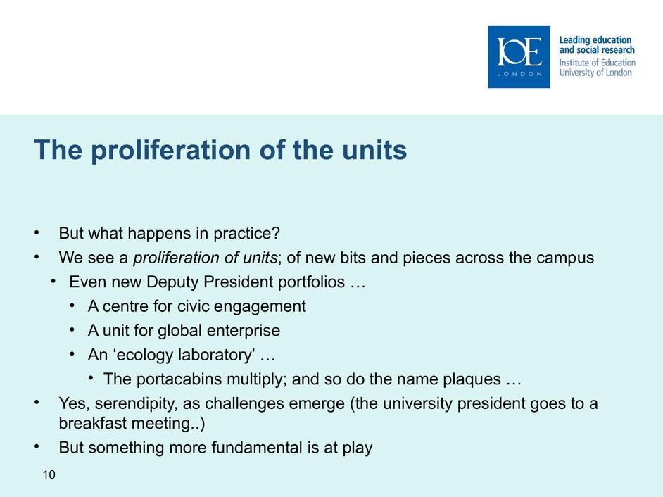 Slide 10, the proliferation of the units, English original