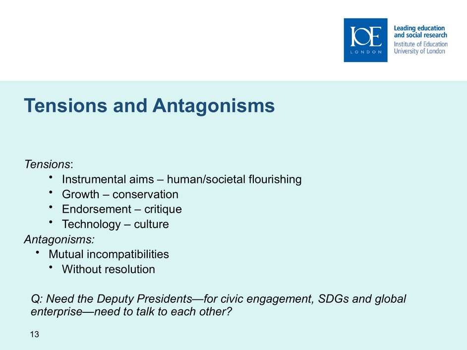 Slide 13, tensions and antagonisms, English original