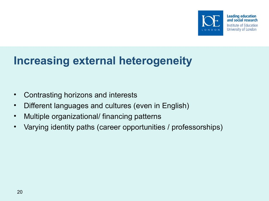 Slide 20, increasing external heterogeneity, English original